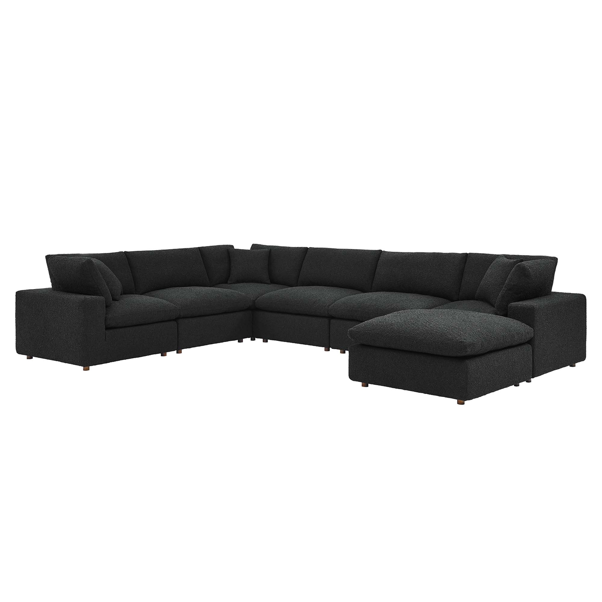 Commix 7-Piece Down Filled Overstuffed Boucle Sectional Sofa - Black