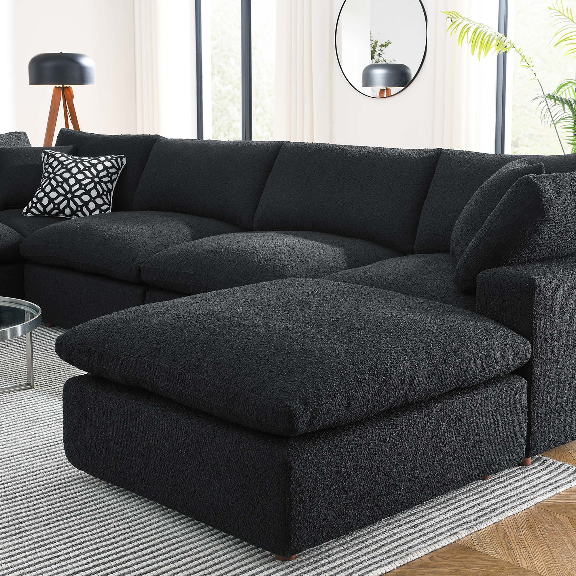 Commix 7-Piece Down Filled Overstuffed Boucle Sectional Sofa - Black