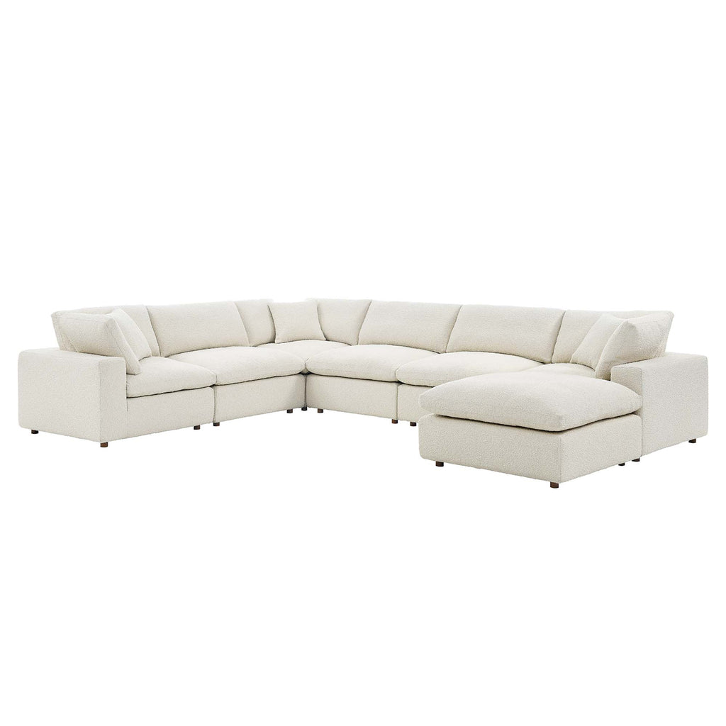 Commix 7-Piece Down Filled Overstuffed Boucle Sectional Sofa - Ivory