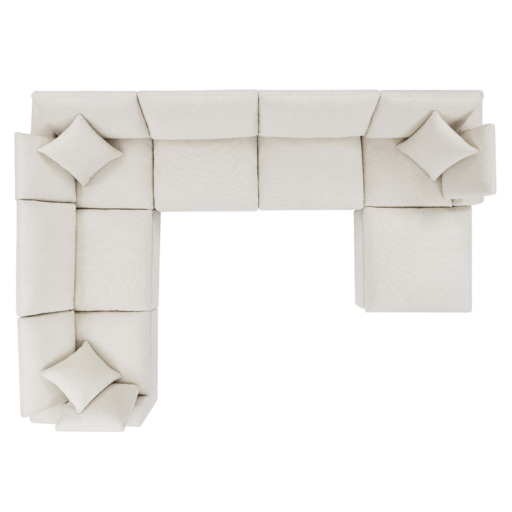 Commix 7-Piece Down Filled Overstuffed Boucle Sectional Sofa - Ivory