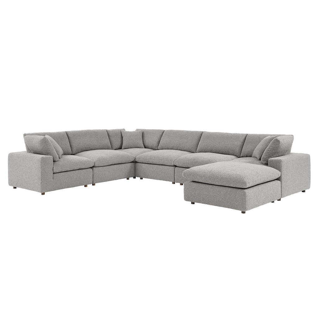 Commix 7-Piece Down Filled Overstuffed Boucle Sectional Sofa - Light Gray