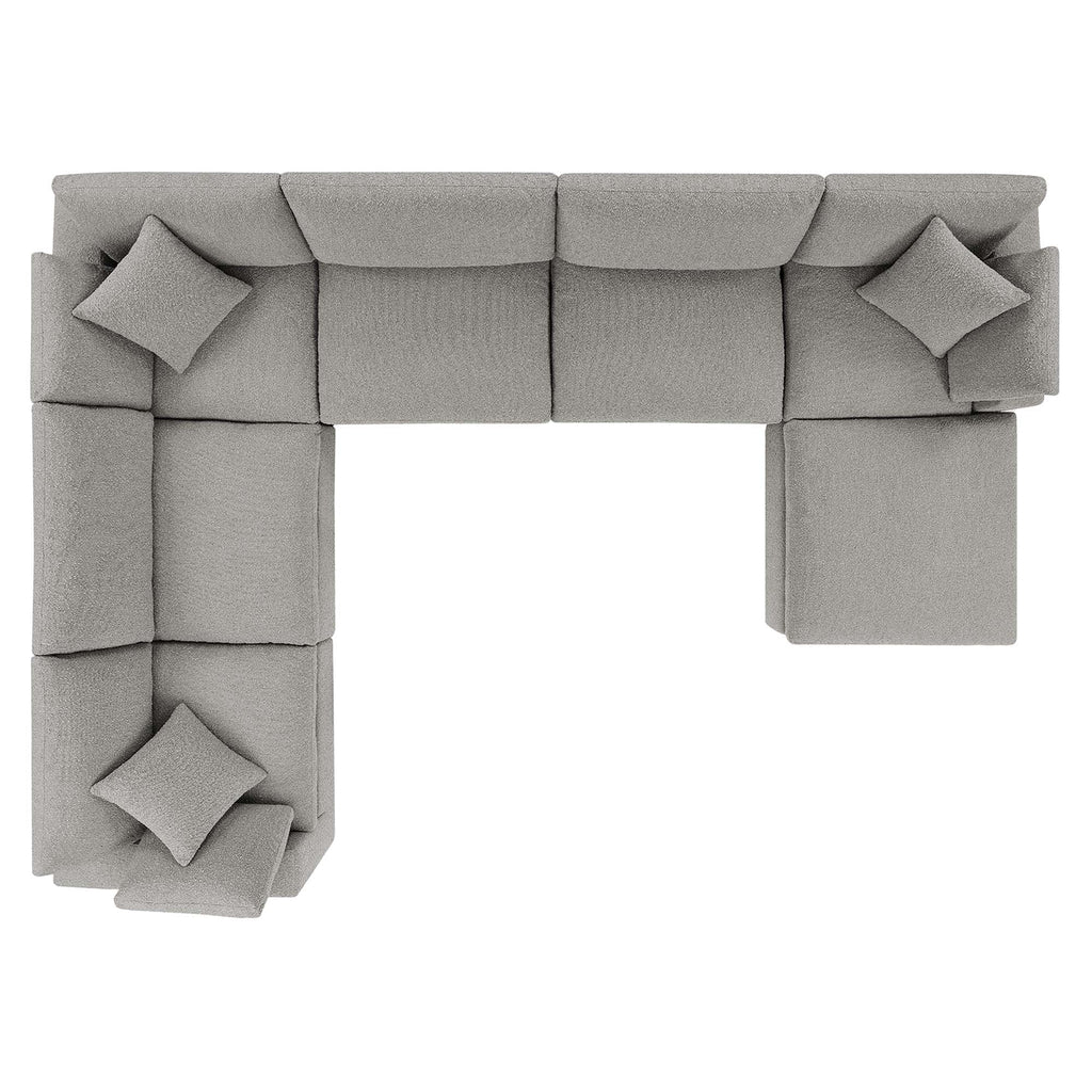 Commix 7-Piece Down Filled Overstuffed Boucle Sectional Sofa - Light Gray