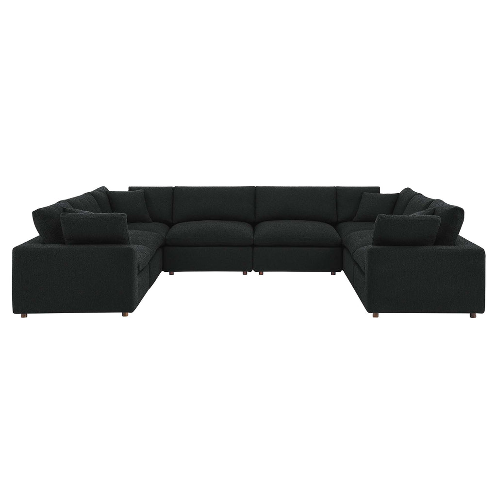 Commix 8-Piece Down Filled Overstuffed Boucle Fabric Sectional Sofa - Black