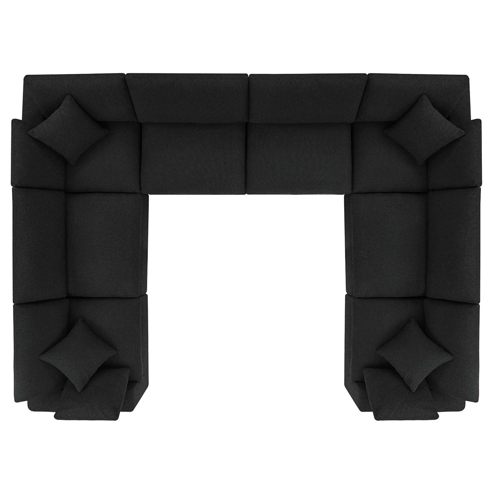 Commix 8-Piece Down Filled Overstuffed Boucle Fabric Sectional Sofa - Black