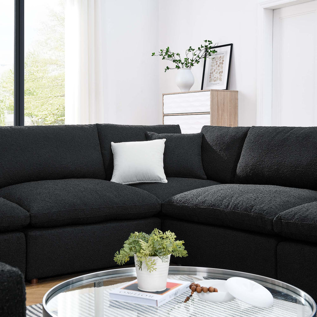 Commix 8-Piece Down Filled Overstuffed Boucle Fabric Sectional Sofa - Black