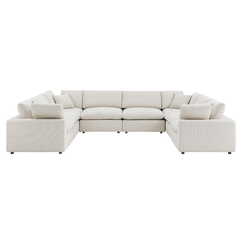 Commix 8-Piece Down Filled Overstuffed Boucle Fabric Sectional Sofa - Ivory