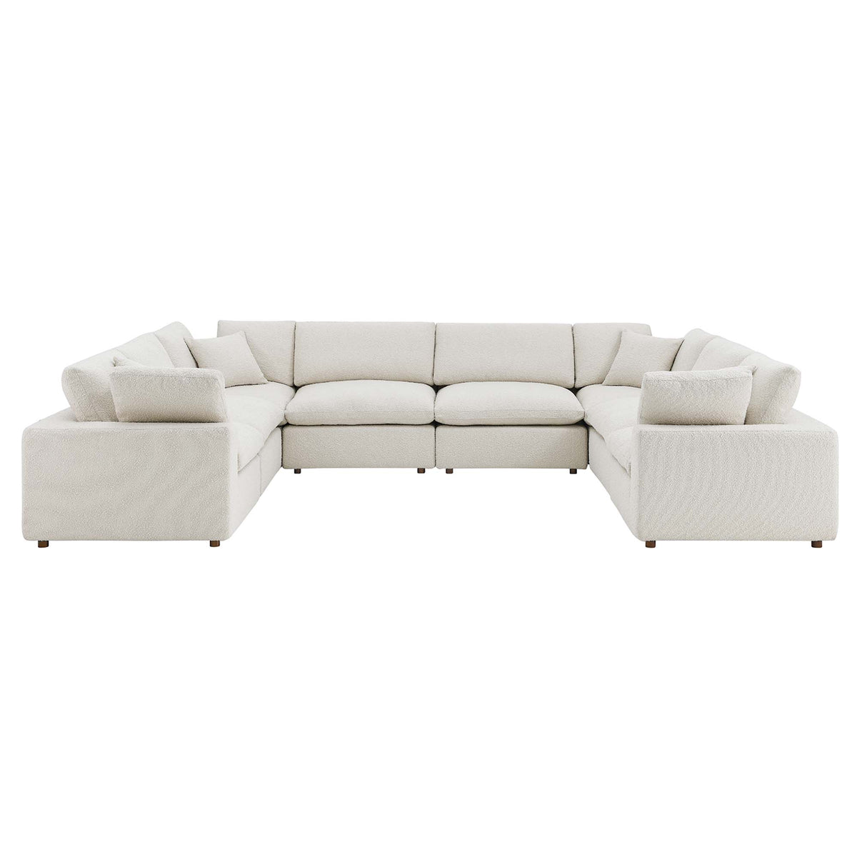 Commix 8-Piece Down Filled Overstuffed Boucle Fabric Sectional Sofa - Ivory