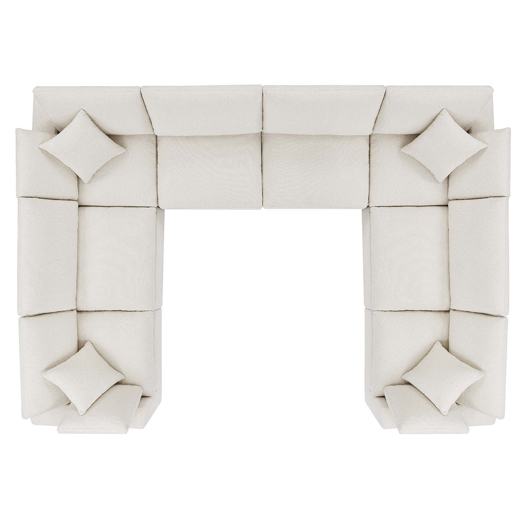 Commix 8-Piece Down Filled Overstuffed Boucle Fabric Sectional Sofa - Ivory