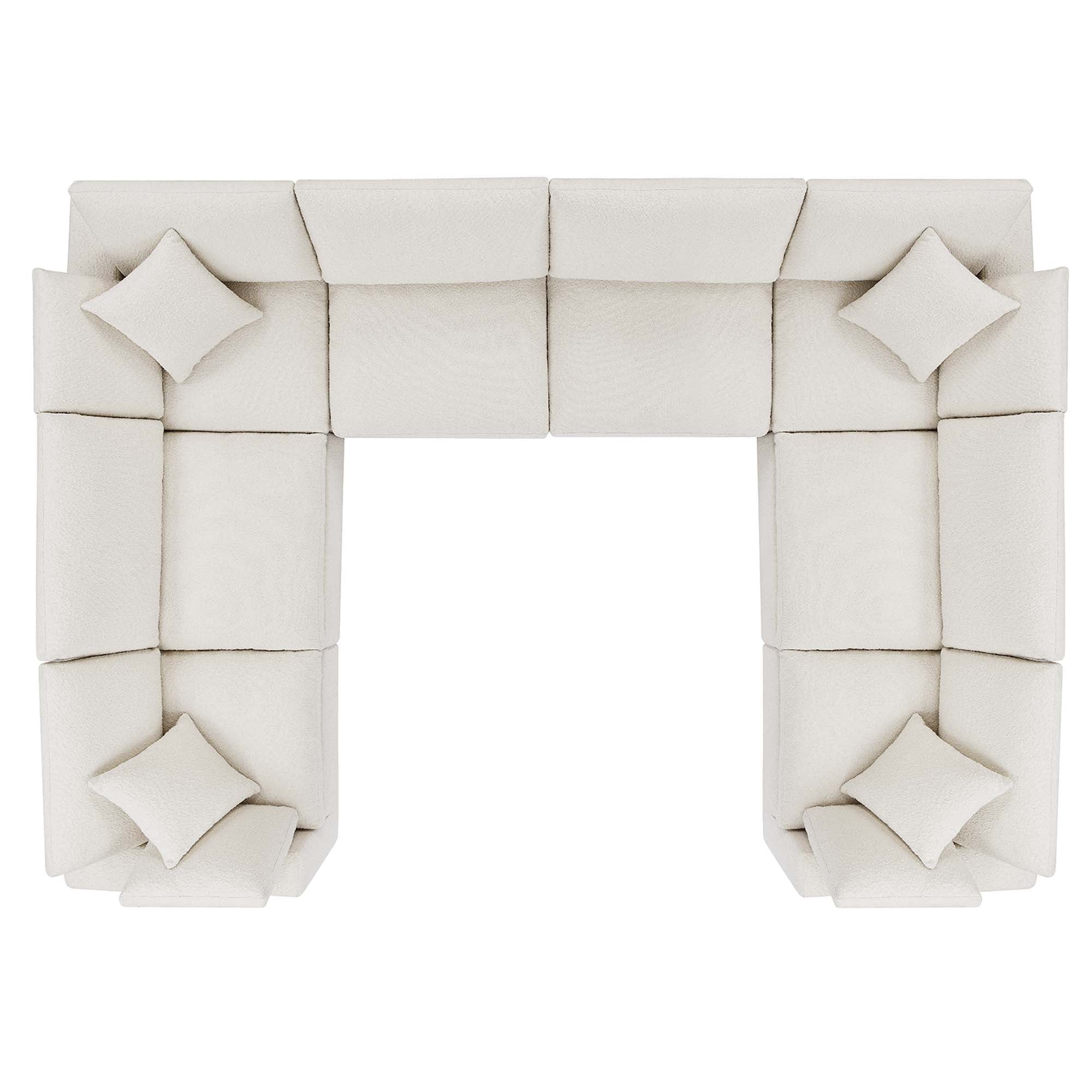 Commix 8-Piece Down Filled Overstuffed Boucle Fabric Sectional Sofa - Ivory
