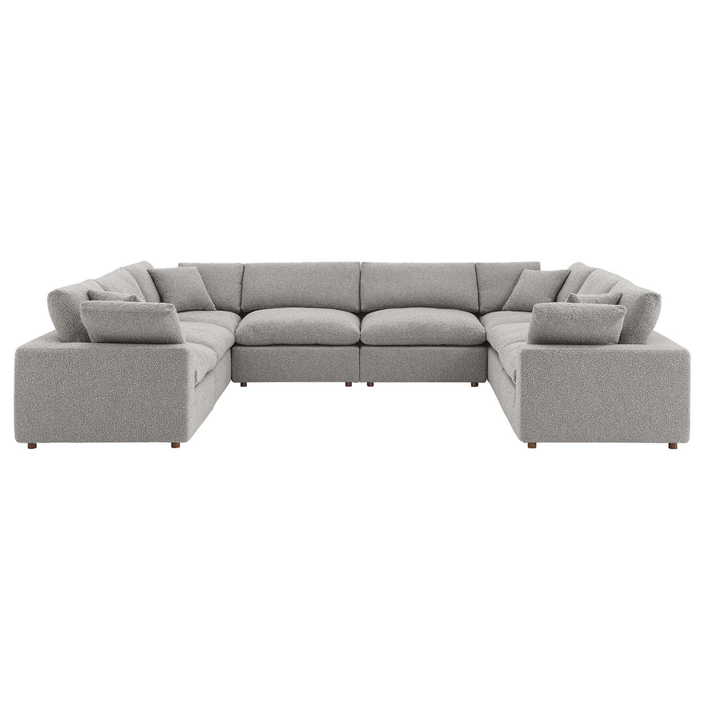 Commix 8-Piece Down Filled Overstuffed Boucle Fabric Sectional Sofa - Light Gray