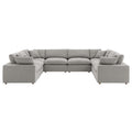 Commix 8-Piece Down Filled Overstuffed Boucle Fabric Sectional Sofa - Light Gray