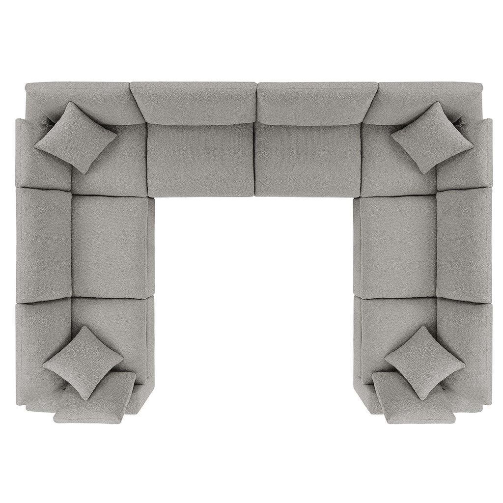 Commix 8-Piece Down Filled Overstuffed Boucle Fabric Sectional Sofa - Light Gray