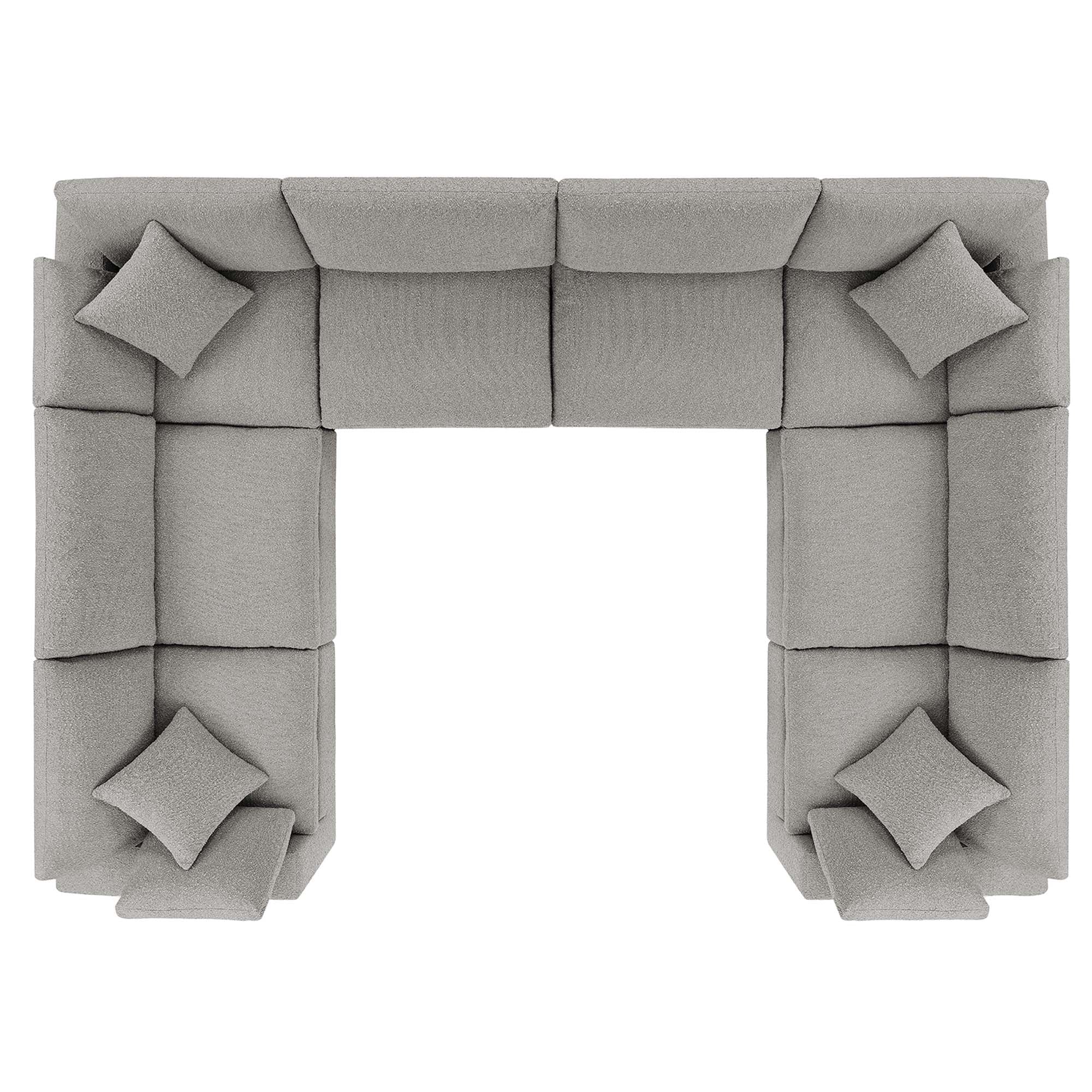 Commix 8-Piece Down Filled Overstuffed Boucle Fabric Sectional Sofa - Light Gray