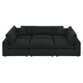 Commix 6-Piece Down Filled Overstuffed Boucle Fabric Sectional Sofa - Black (3 Armless, 2 Corners, Ottoman)