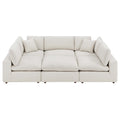 Commix 6-Piece Down Filled Overstuffed Boucle Fabric Sectional Sofa - Ivory (3 Armless, 2 Corners, Ottoman)