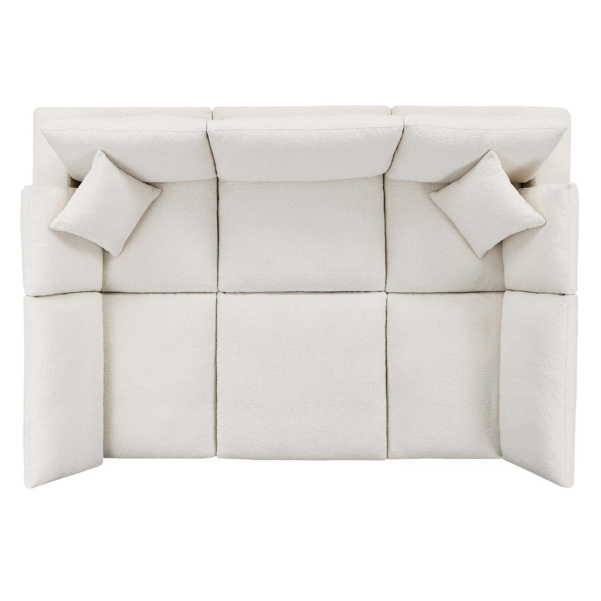 Commix 6-Piece Down Filled Overstuffed Boucle Fabric Sectional Sofa - Ivory (3 Armless, 2 Corners, Ottoman)