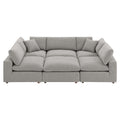 Commix 6-Piece Down Filled Overstuffed Boucle Fabric Sectional Sofa - Light Gray (3 Armless, 2 Corners, Ottoman)