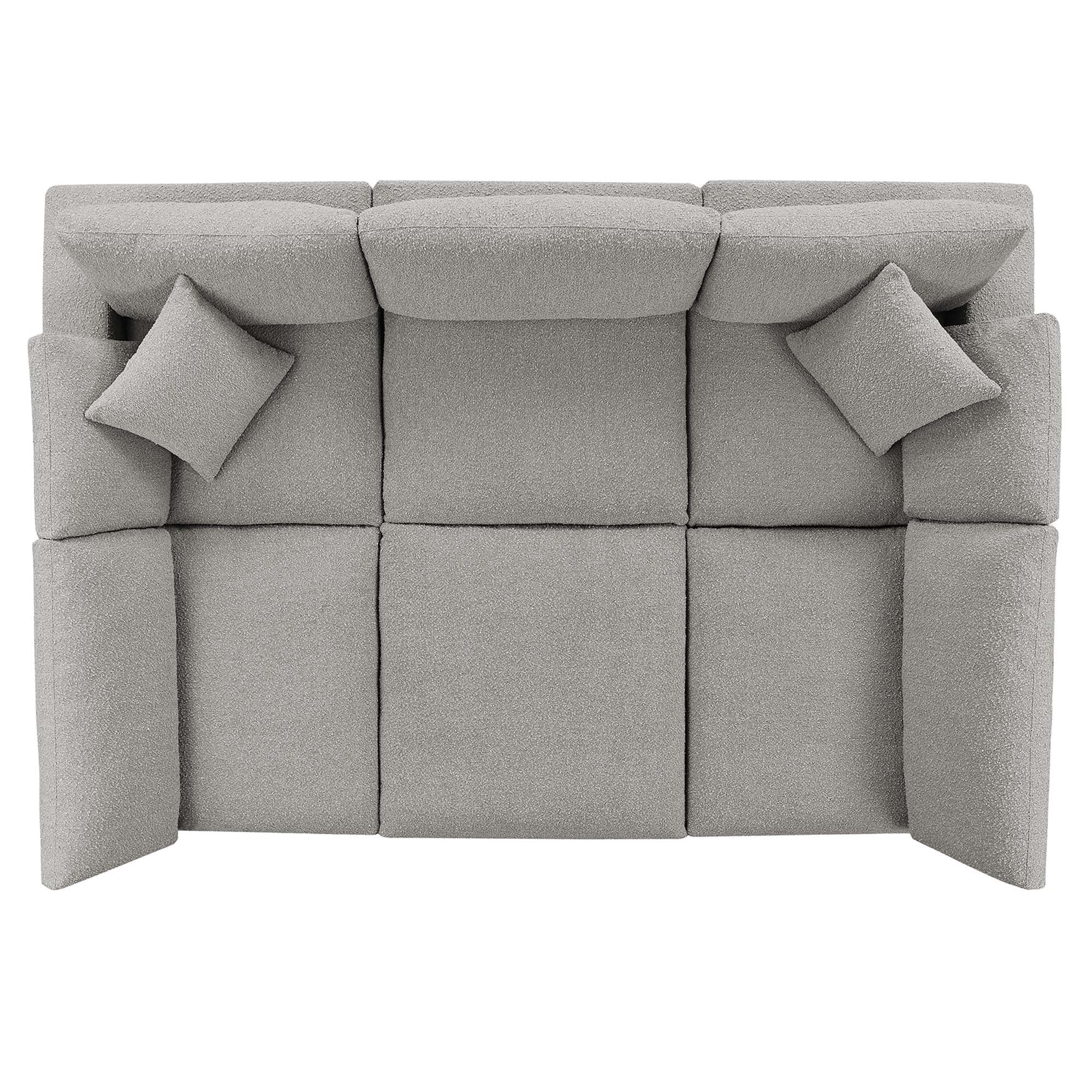 Commix 6-Piece Down Filled Overstuffed Boucle Fabric Sectional Sofa - Light Gray (3 Armless, 2 Corners, Ottoman)