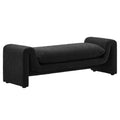 Waverly Boucle Fabric Bench - Black