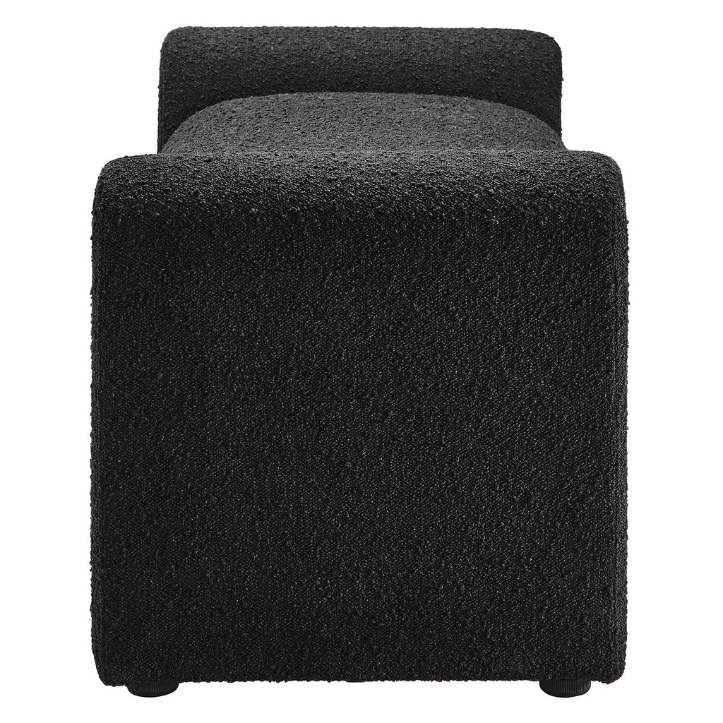 Waverly Boucle Fabric Bench - Black