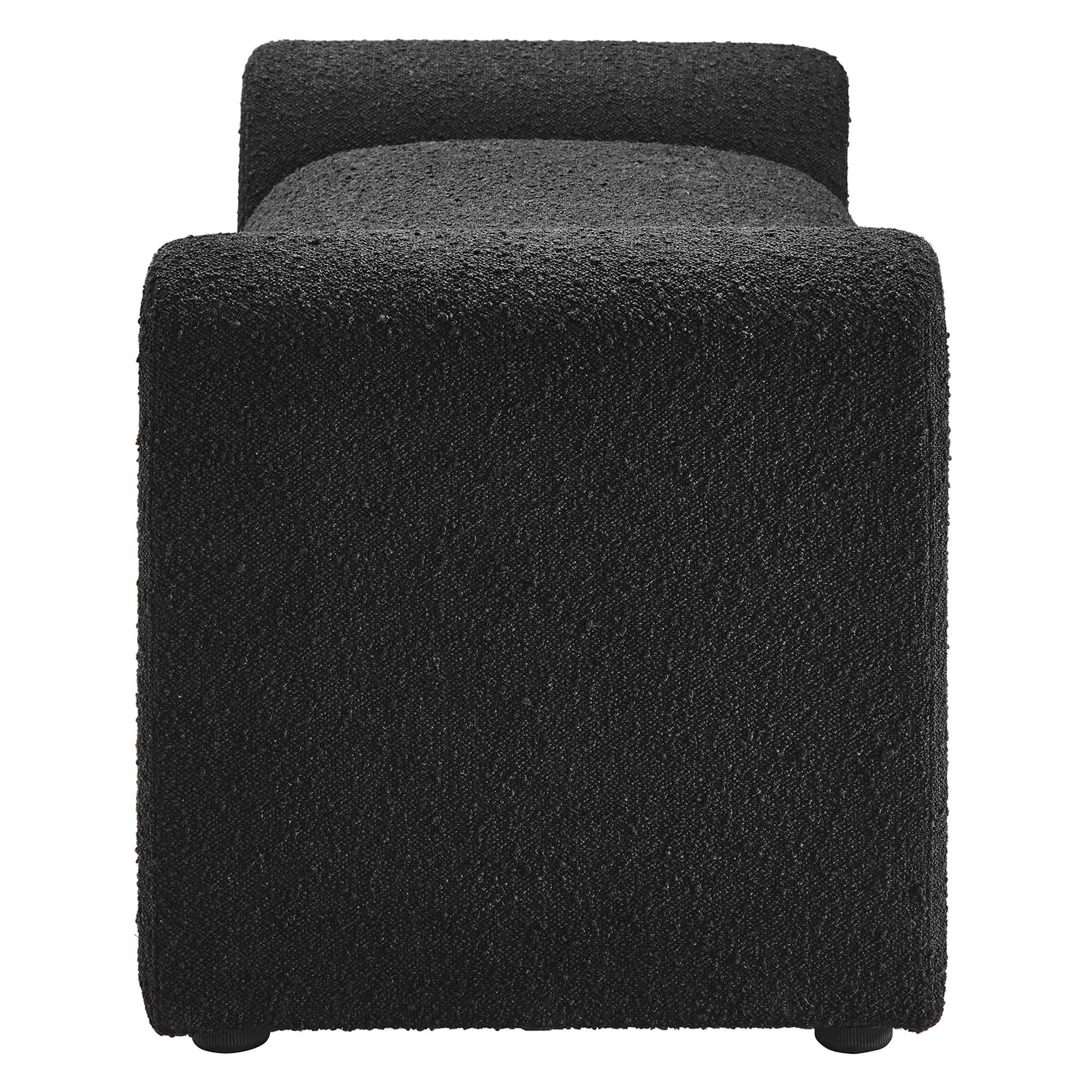 Waverly Boucle Fabric Bench - Black