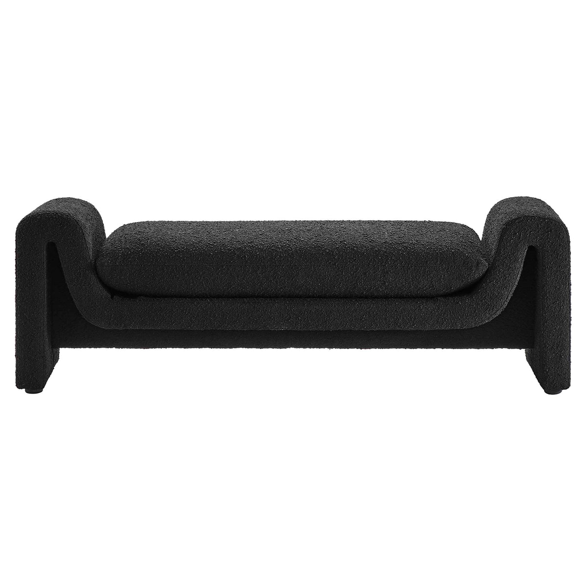 Waverly Boucle Fabric Bench - Black