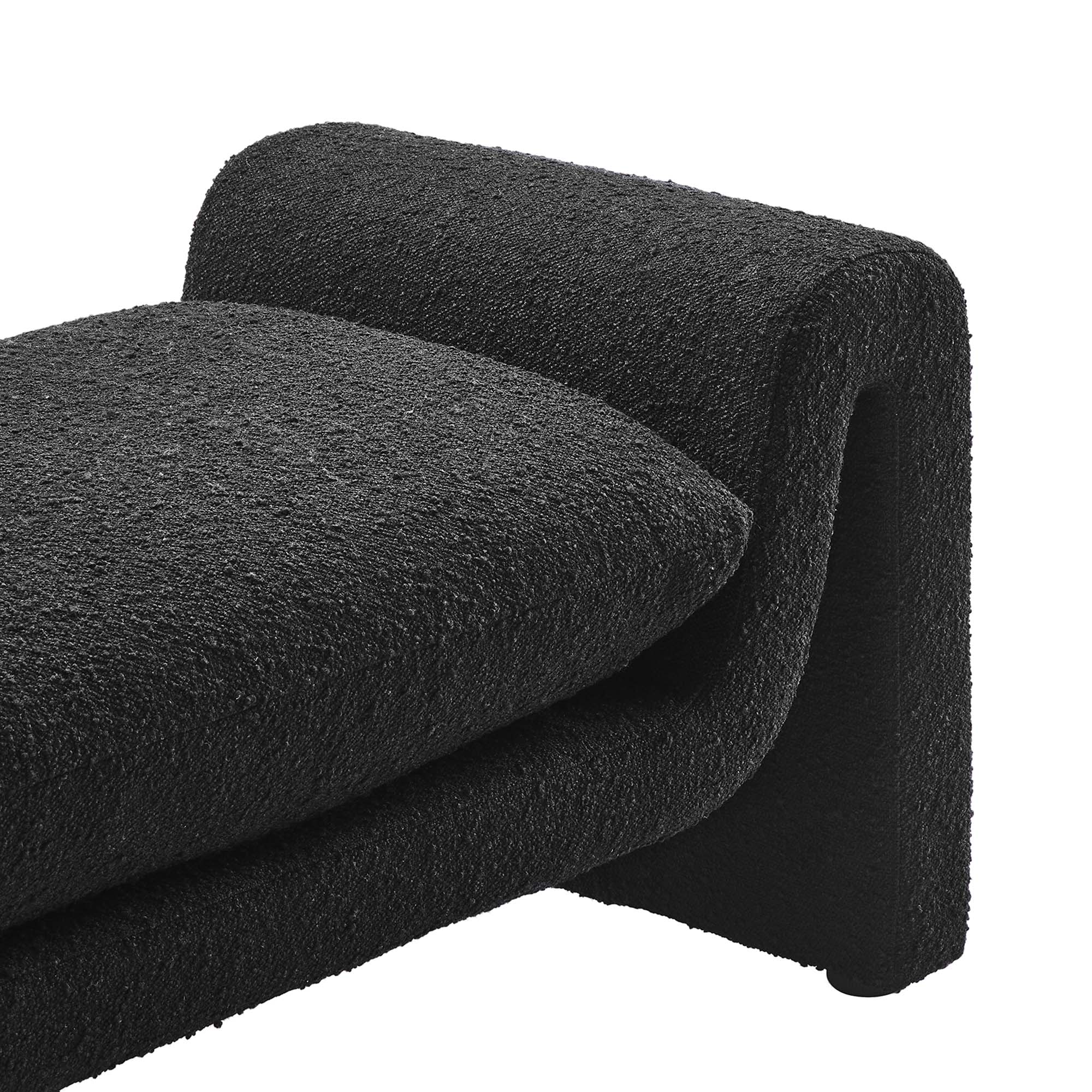 Waverly Boucle Fabric Bench - Black