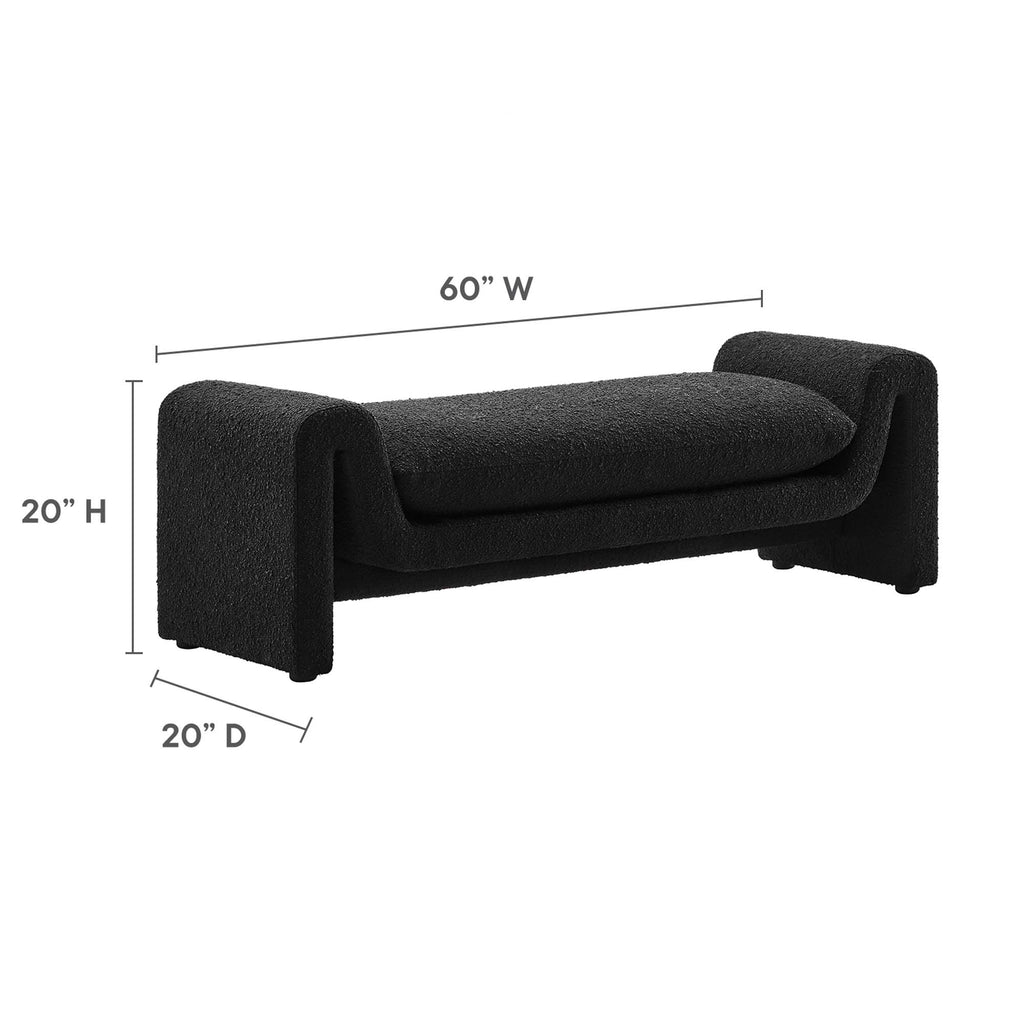 Waverly Boucle Fabric Bench - Black