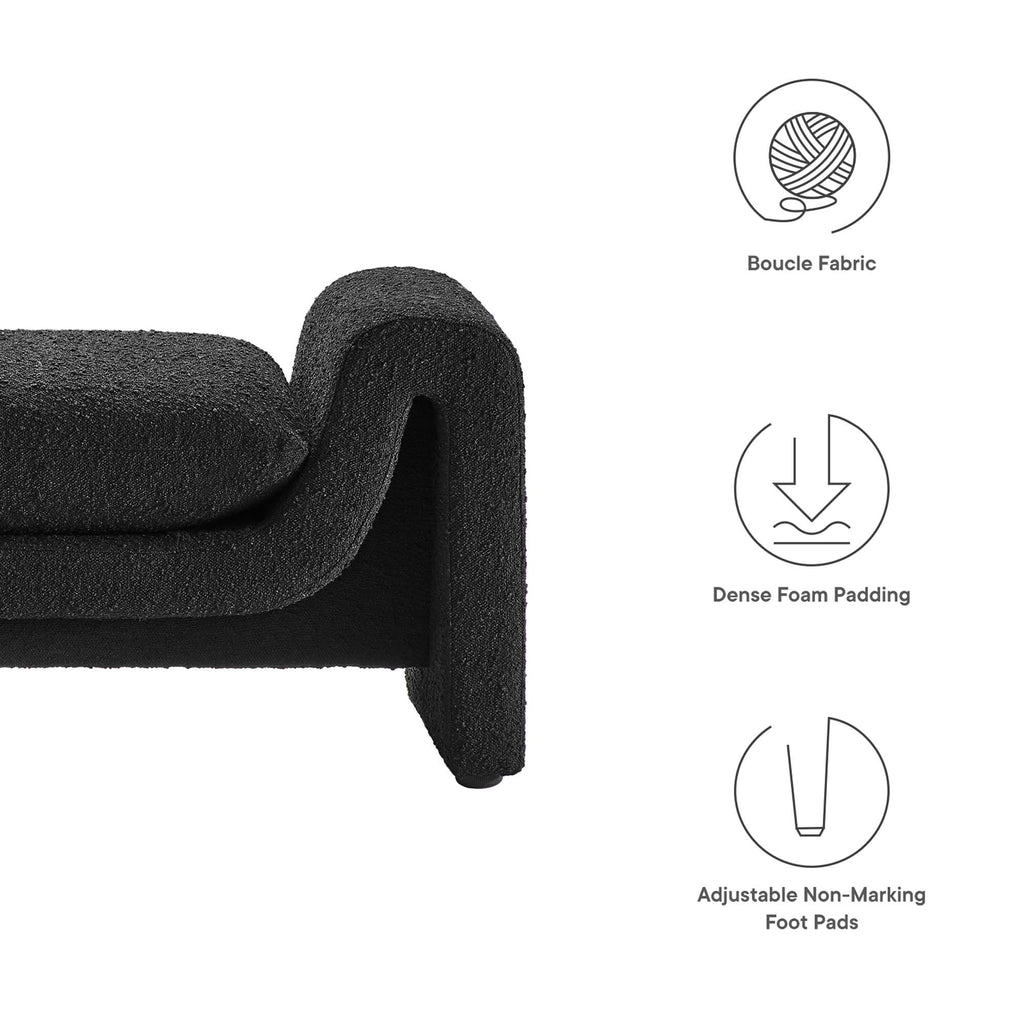 Waverly Boucle Fabric Bench - Black