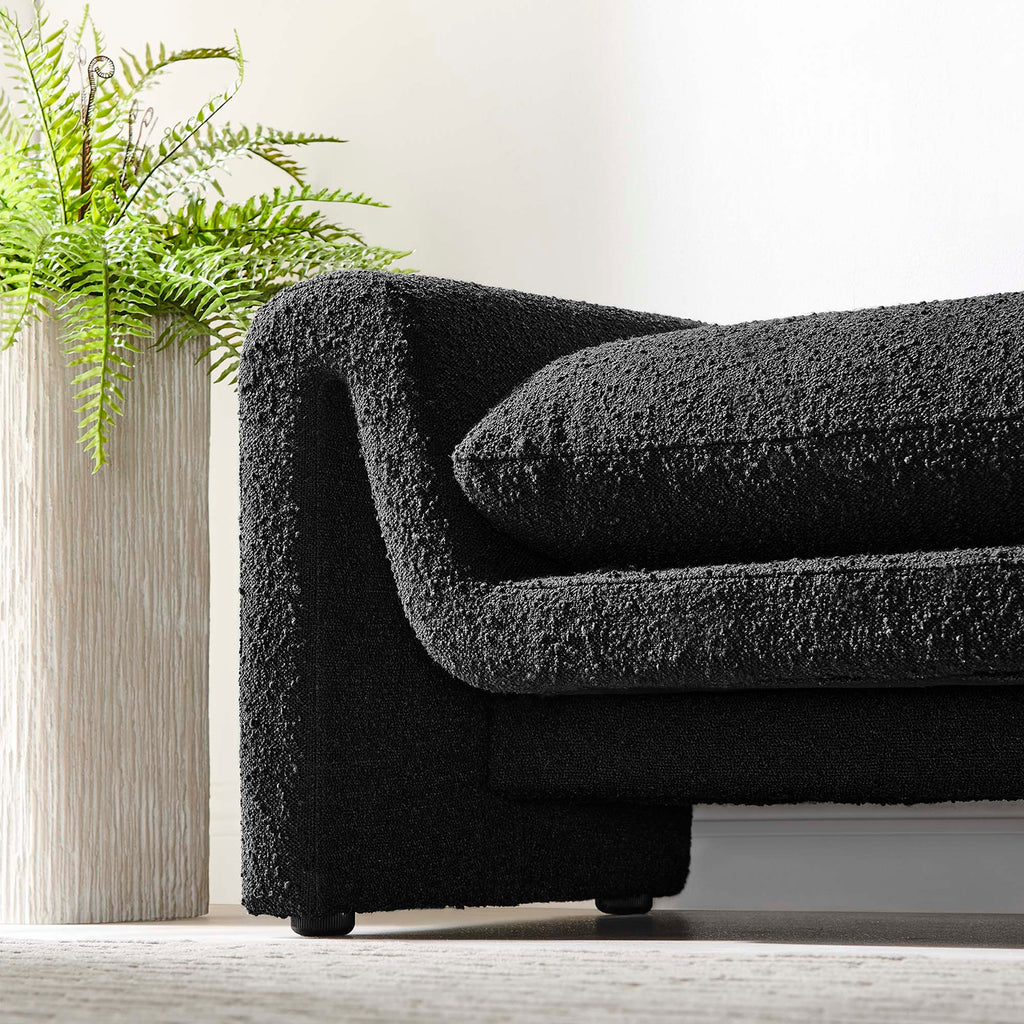 Waverly Boucle Fabric Bench - Black