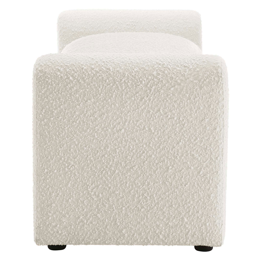 Waverly Boucle Fabric Bench - Ivory