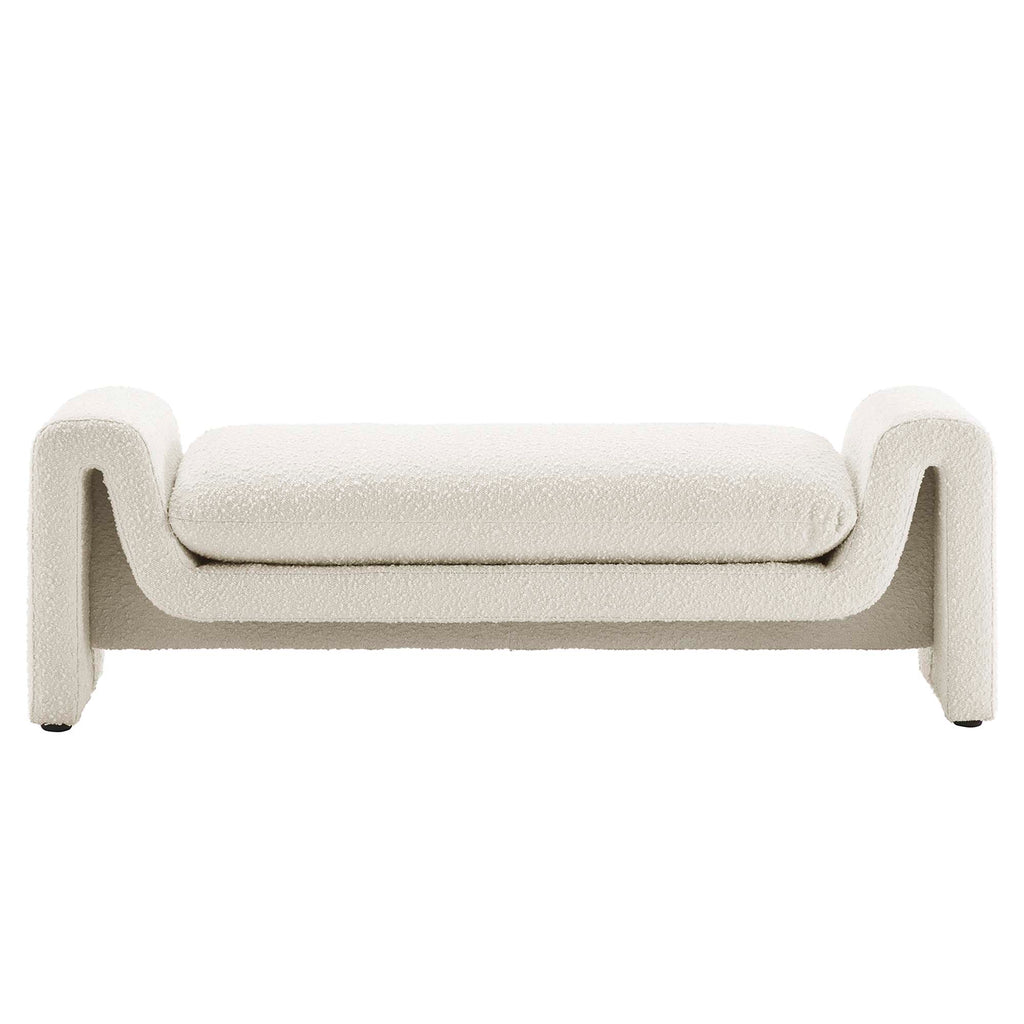 Waverly Boucle Fabric Bench - Ivory