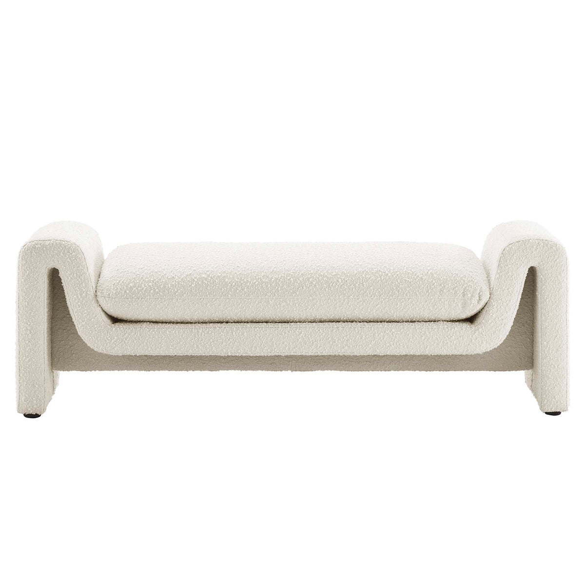 Waverly Boucle Fabric Bench - Ivory