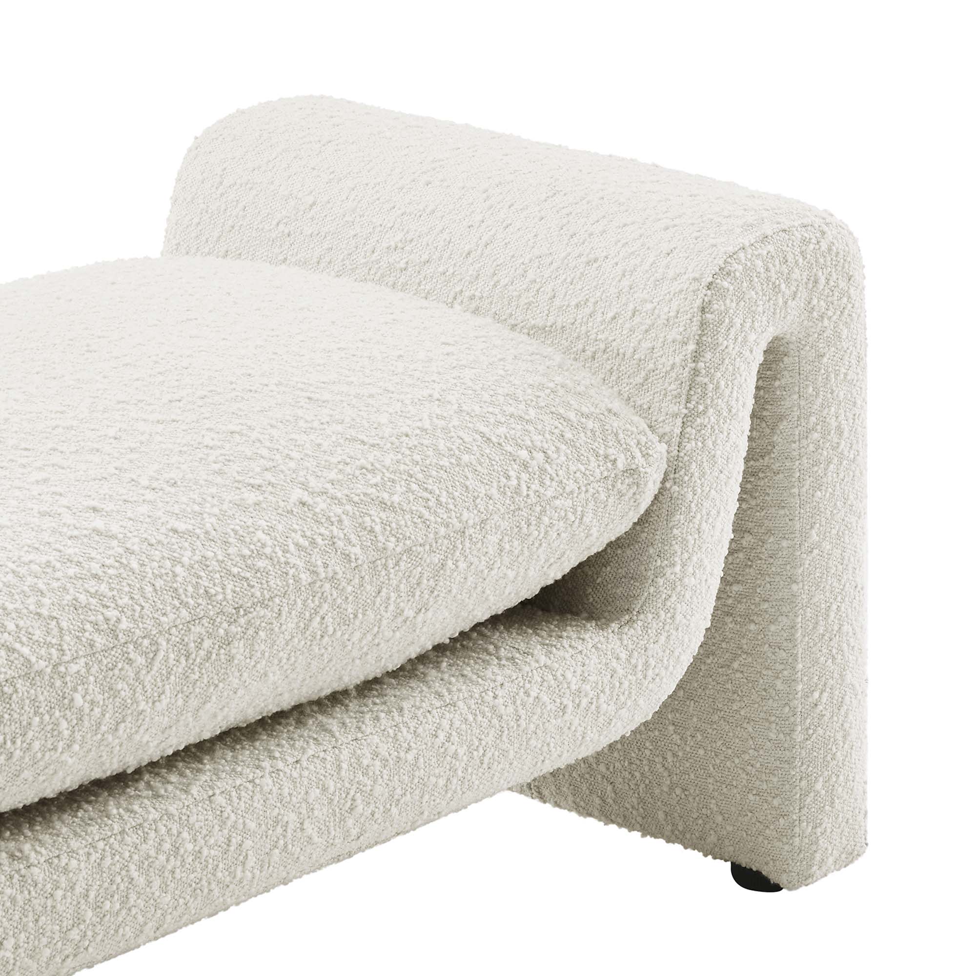 Waverly Boucle Fabric Bench - Ivory
