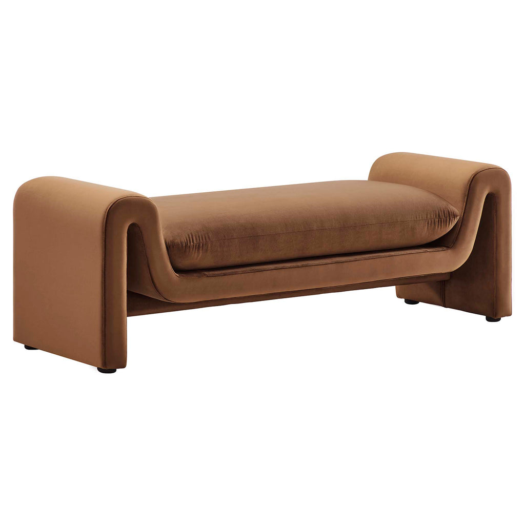 Waverly Performance Velvet Bench - Brown