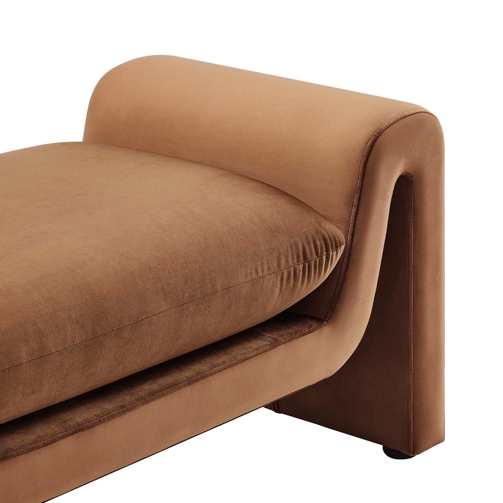 Waverly Performance Velvet Bench - Brown