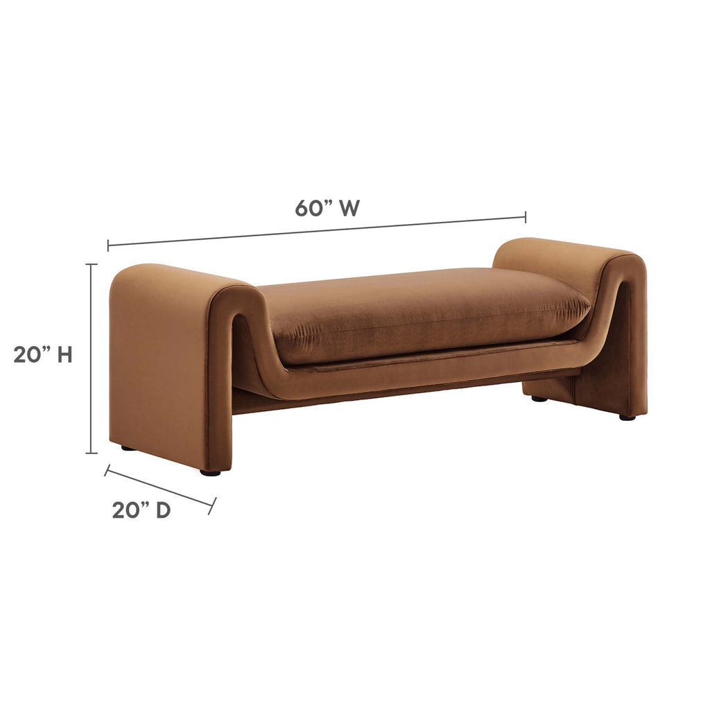 Waverly Performance Velvet Bench - Brown
