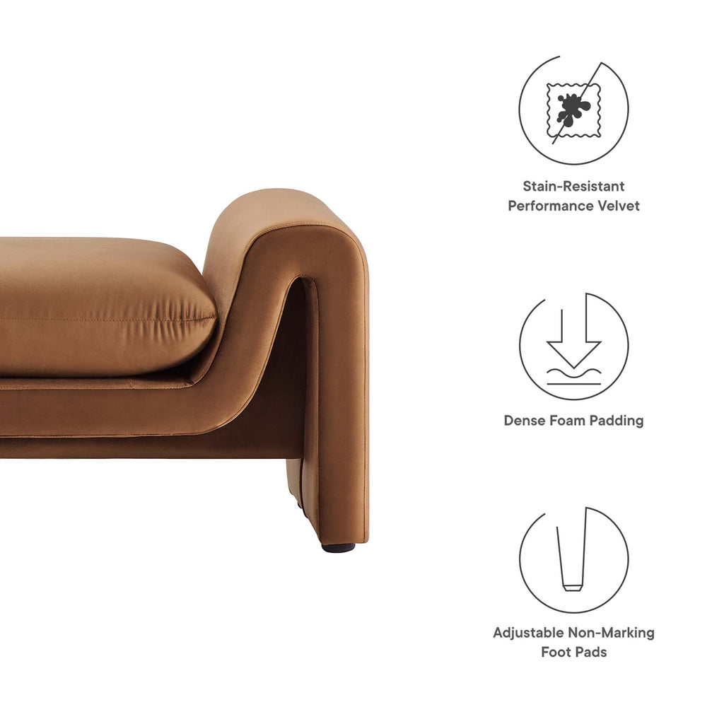 Waverly Performance Velvet Bench - Brown