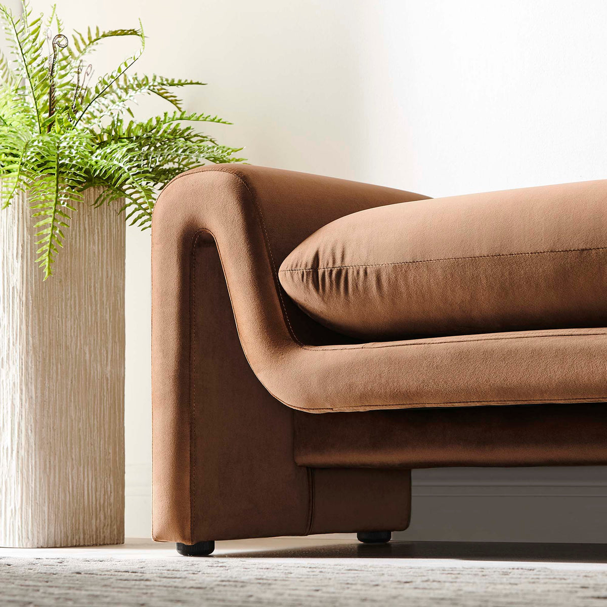 Waverly Performance Velvet Bench - Brown