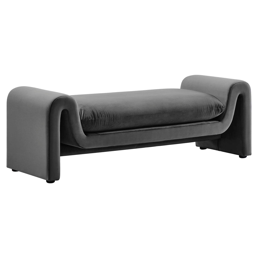 Waverly Performance Velvet Bench - Gray