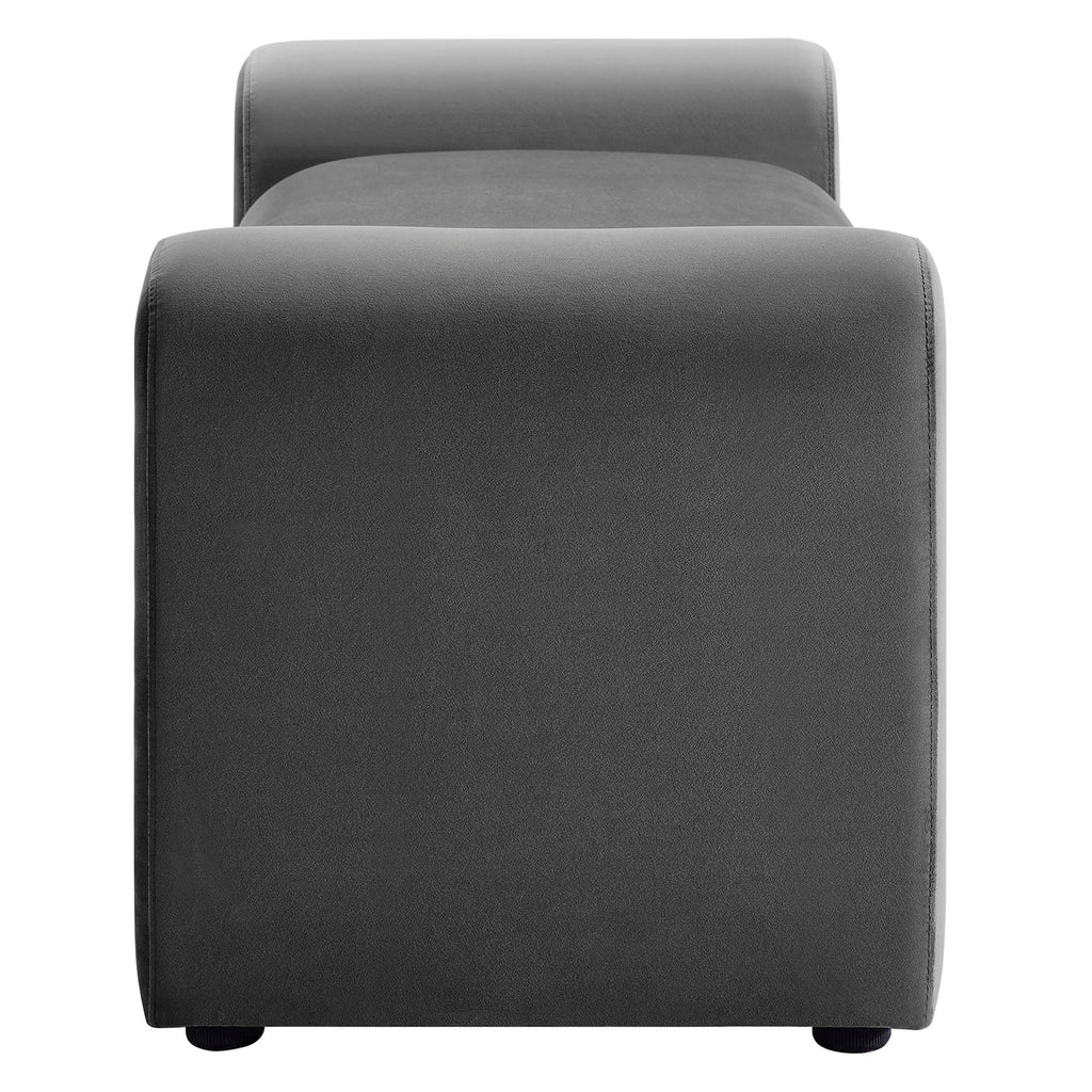 Waverly Performance Velvet Bench - Gray