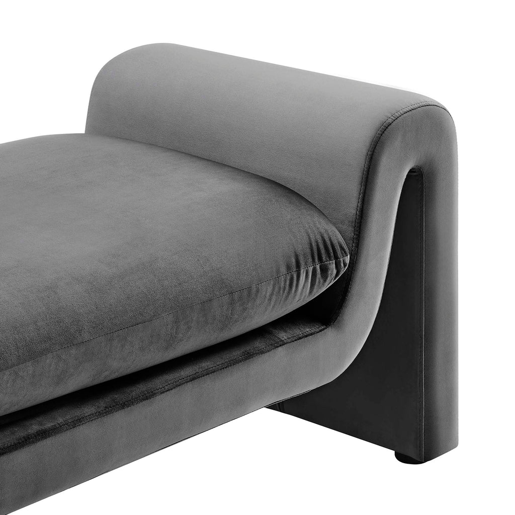 Waverly Performance Velvet Bench - Gray