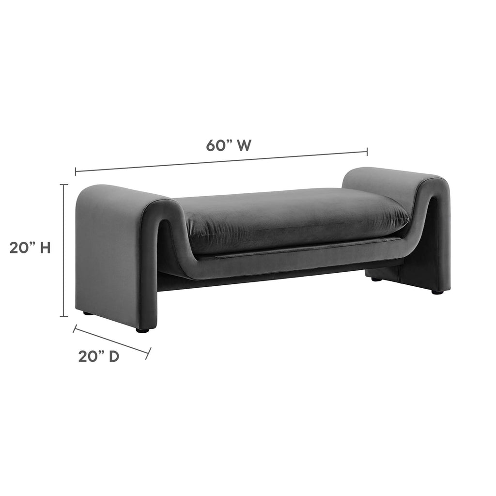 Waverly Performance Velvet Bench - Gray