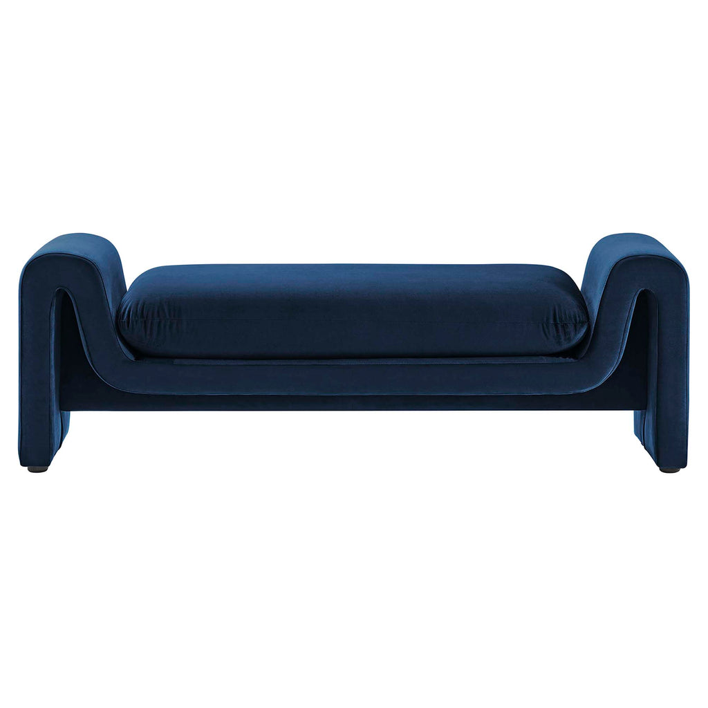 Waverly Performance Velvet Bench - Midnight Blue