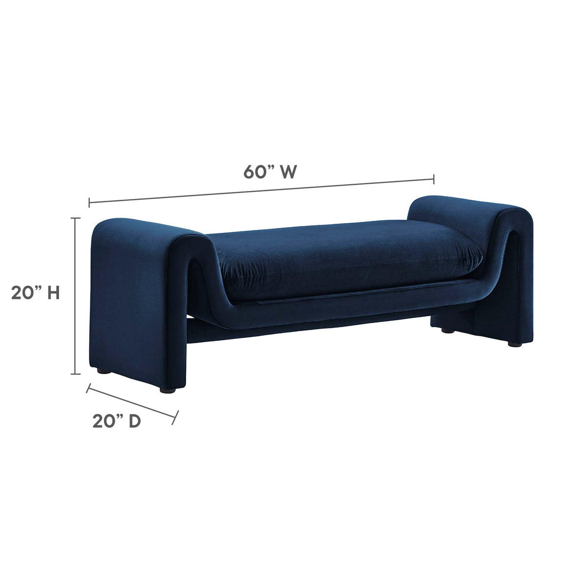 Waverly Performance Velvet Bench - Midnight Blue