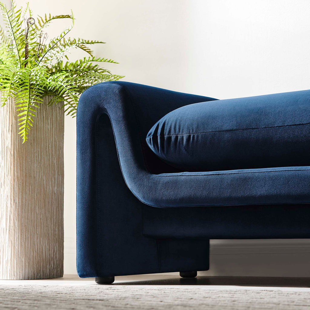 Waverly Performance Velvet Bench - Midnight Blue