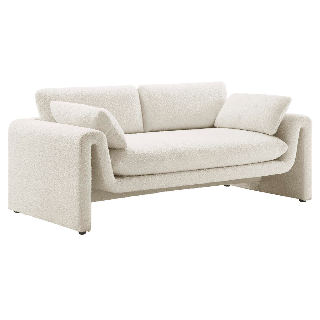 Waverly Boucle Fabric Sofa - Ivory