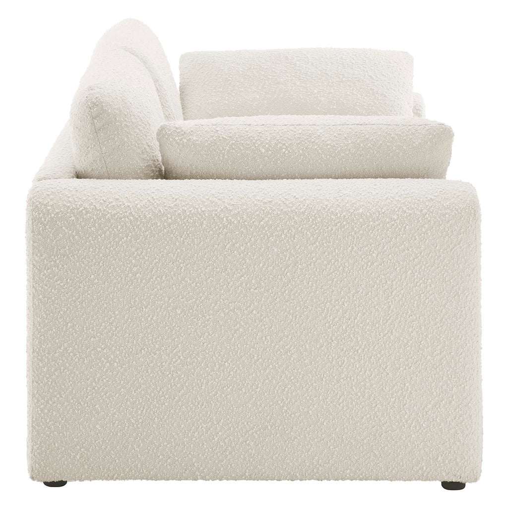 Waverly Boucle Fabric Sofa - Ivory