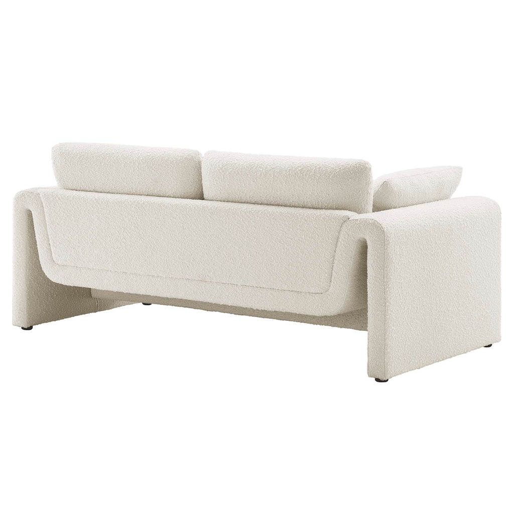 Waverly Boucle Fabric Sofa - Ivory