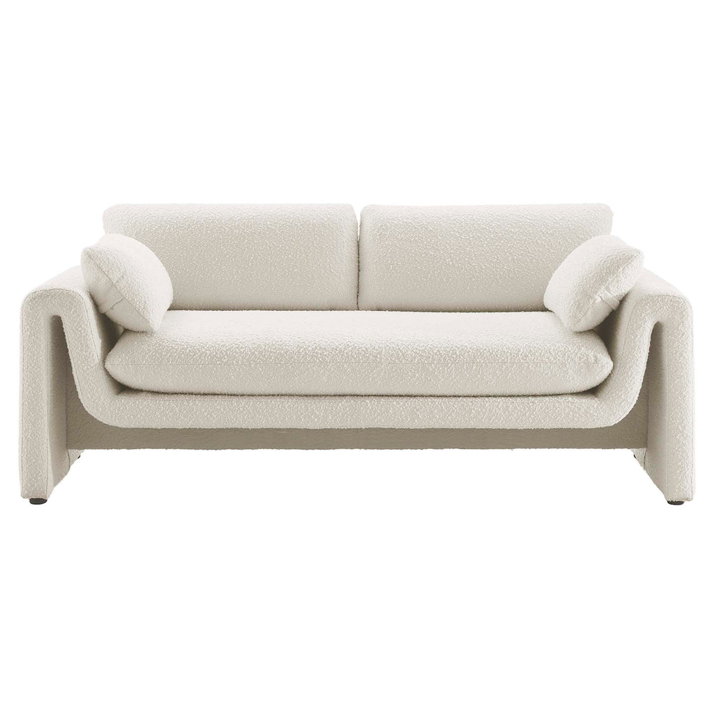 Waverly Boucle Fabric Sofa - Ivory